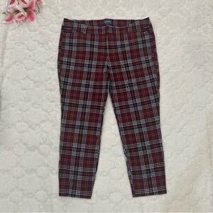 Old Navy - Maroon Plaid Pixie Mid-Rise Cropped Pants 18 Regular